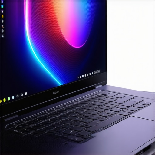 A sleek, modern creator laptop with 4K OLED display and vibrant colors