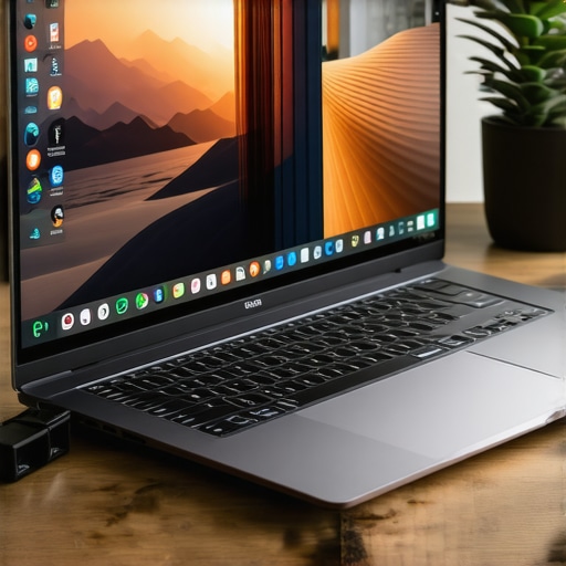 A sleek, lightweight creative laptop with high-resolution display and multiple ports on a modern desk.