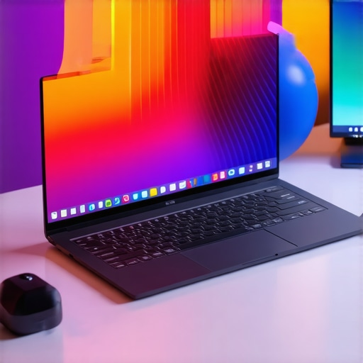 A professional creator laptop with a 4K display and creative accessories on a modern workspace