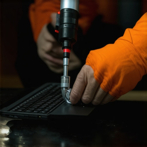 A person cleaning their laptop's vents with compressed air to prevent overheating.