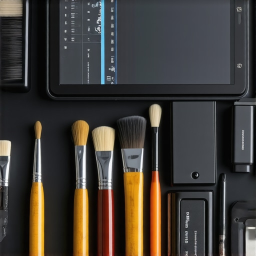 A workspace showing cleaning tools, external drives, and a computer screen displaying system diagnostics.