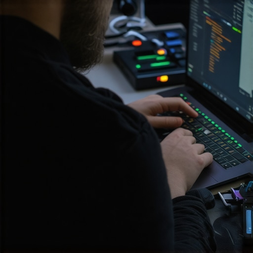 Content Creator Performing Laptop Maintenance A person cleaning and inspecting a professional editing laptop during routine maintenance.