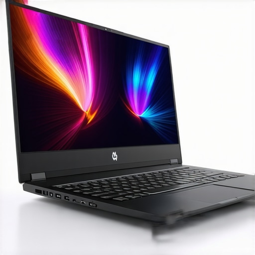 Professional editing laptop setup with dual 16K OLED screens and high-performance hardware.