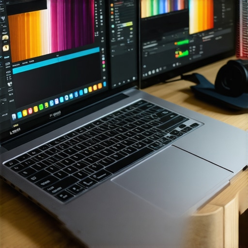 Dual 16K OLED Creator Laptop Setup A professional creator setup featuring a high-resolution dual OLED laptop for 16K editing.