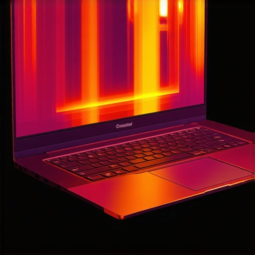 Thermal imaging showing heat hotspots on a laptop while rendering a video.