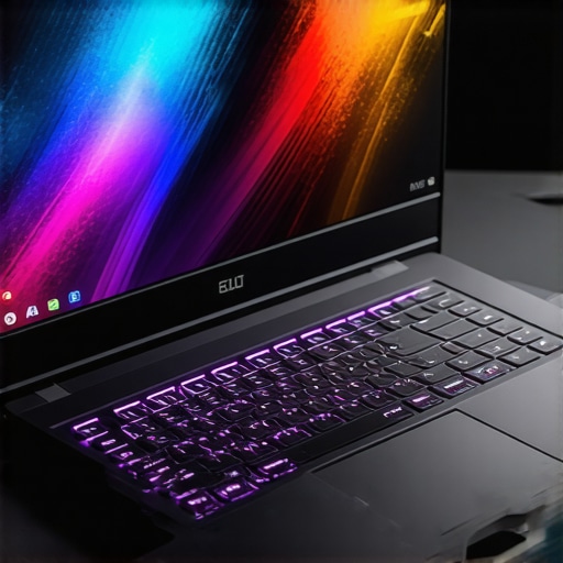 High-end Streaming Laptop Setup A modern gaming laptop with dual cooling fans and a vibrant display, suited for streaming and content creation