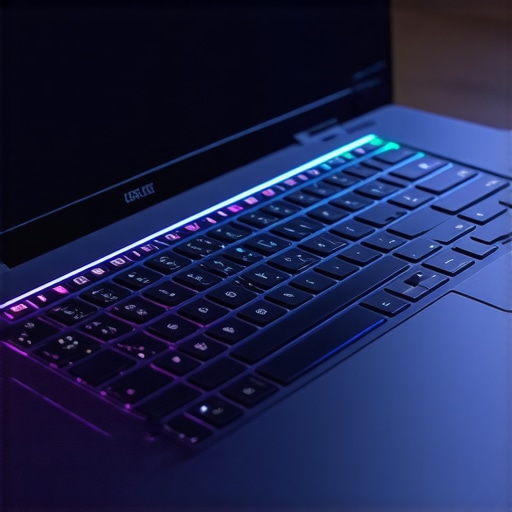 High-performance creator laptop with advanced cooling Close-up view of a creator laptop showing cooling vents and RGB lighting.