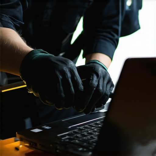 Technician cleaning dust from a creator laptop's vents to improve cooling.
