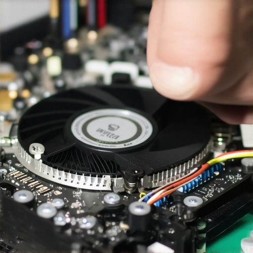 Laptop cooling system cleaning for maintenance An expert cleaning a laptop's cooling fan to ensure optimal airflow and prevent overheating