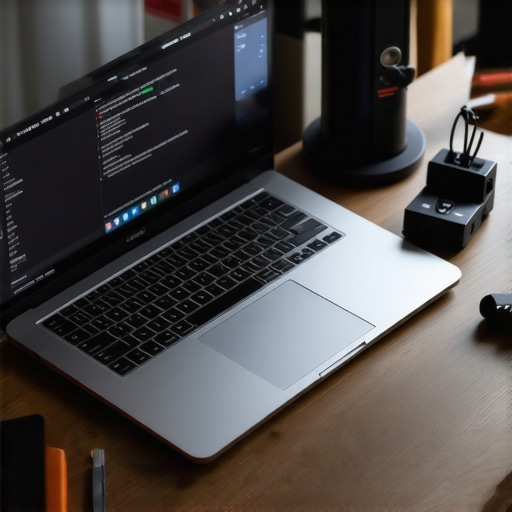 A creator's workspace showing tools and devices used for laptop maintenance and optimization.
