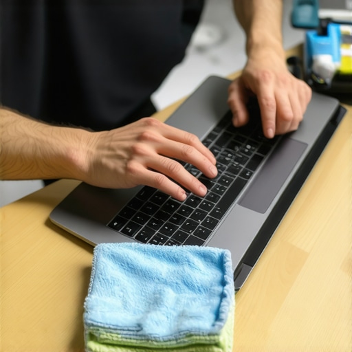 Maintaining a Creative Laptop for Long-Term Performance Artist cleaning and maintaining her creative laptop