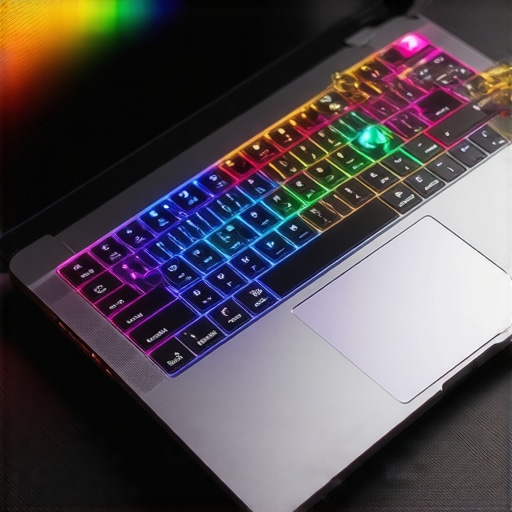 A professional creator's workspace highlighting a well-designed, thermally-efficient laptop with ample ports and vibrant RGB lighting.