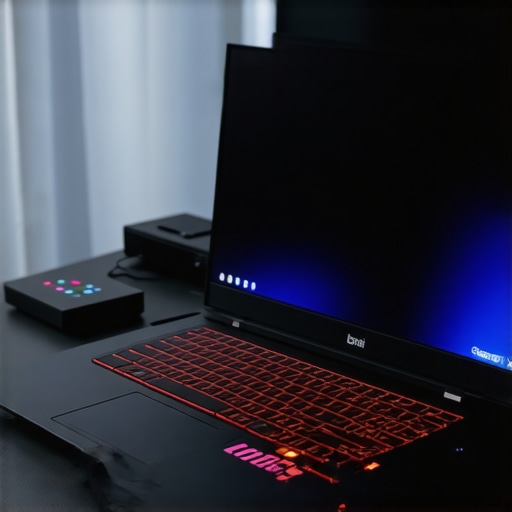 Close-up of a gaming laptop with cooling vents and multiple ports ready for live streaming.