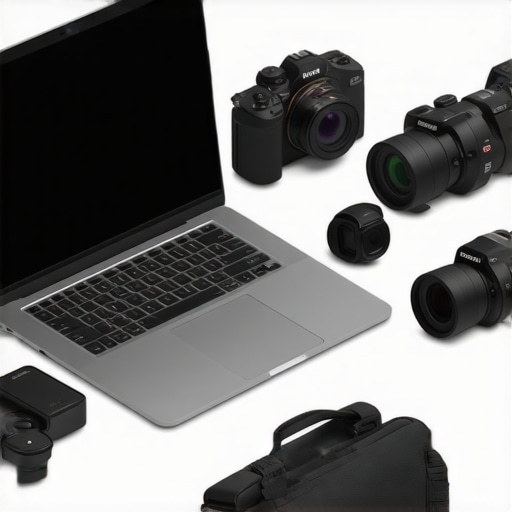 Portable Creator Laptop Setup for Live Multi-Cam Switching A portable creator's laptop connected to multiple cameras for live streaming on location.