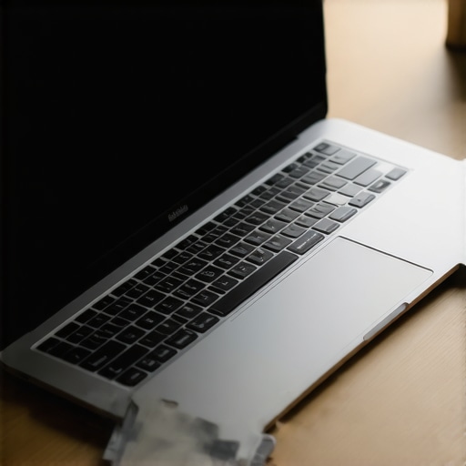 A creator laptop on a desk with a cooling pad and stand to enhance airflow