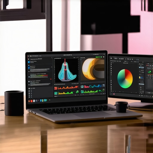 Tools for Maintaining a Creative Laptop Professional workspace with cleaning tools and monitoring software on a creator laptop.