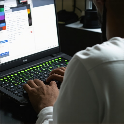 Person updating GPU drivers on laptop for troubleshooting