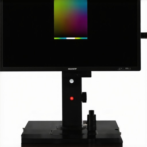 Studio setup showing monitor calibration in a neutral-lit environment.