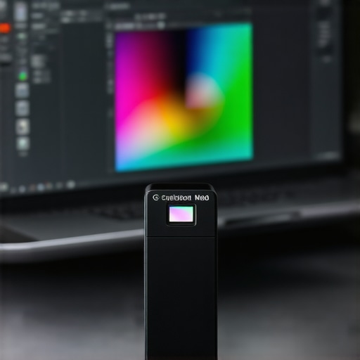 Color Calibration for Creator Laptops A professional-grade laptop displaying color calibration results with a colorimeter device.