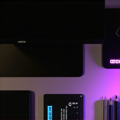 Creator's Laptop Maintenance Tools Workspace with SSD, cooling pad, and monitor showing maintenance setup