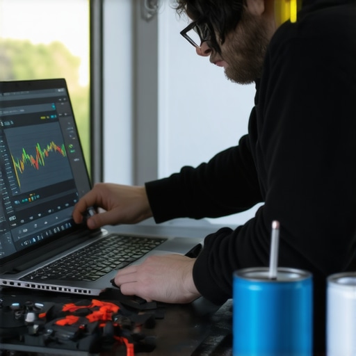 Laptop Maintenance for Creators A person cleaning and monitoring their high-end creative laptop to ensure optimal performance.