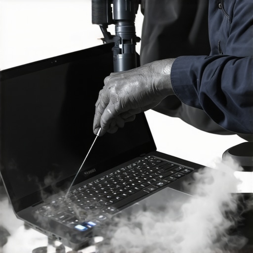 Laptop maintenance process for creators Technician performing internal cleaning on a creator laptop to prevent overheating and ensure performance