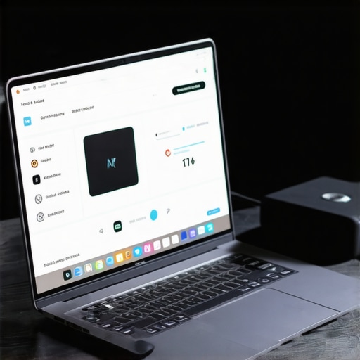 Laptop setup for streaming Laptop connected to streaming setup with adjustable settings