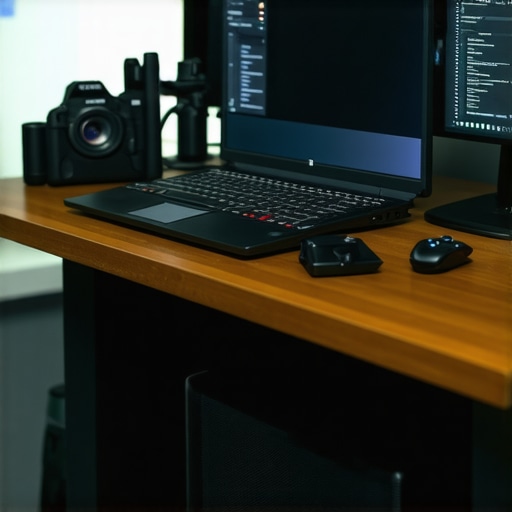Optimized Creative Workspace A professional's workspace showing a laptop with cooling gear and monitor for long-term maintenance.