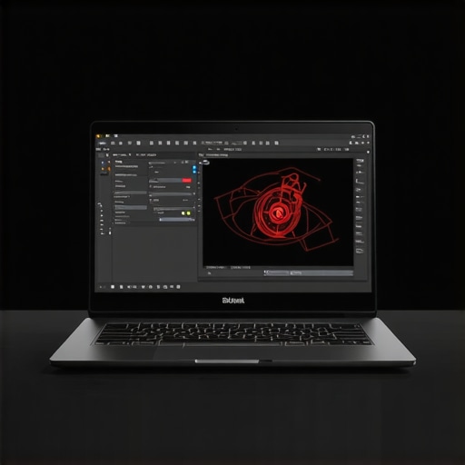 A modern high-end laptop designed for AI-powered video editing with a large screen and gaming-grade GPU.