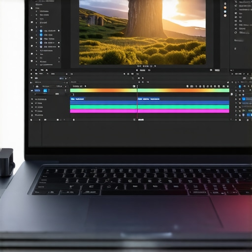 Laptop highlighting high-end specs suitable for 12-bit RAW video editing.
