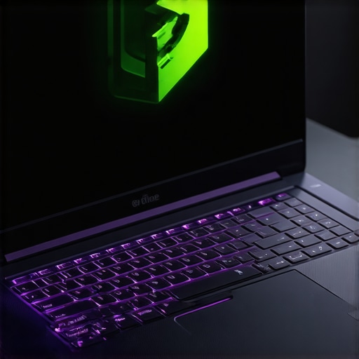 Powerful Gaming Laptop Internal Hardware Close-up of a gaming laptop's interior showing high-performance GPU and cooling system.