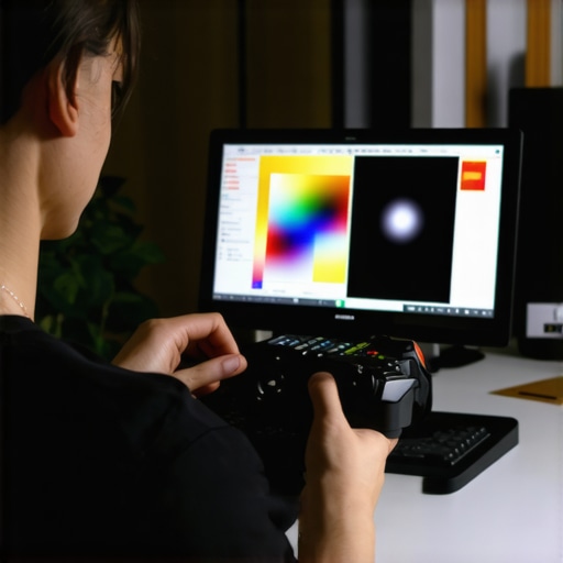 Professional Calibration Setup for Creative Work Photographer calibrating monitor with colorimeter for optimal color accuracy