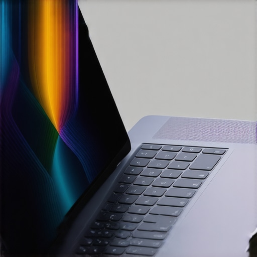 Thermal vents and color display of professional creator laptop Detailed view of cooling vents and screen showcasing color accuracy on a high-performance creator laptop