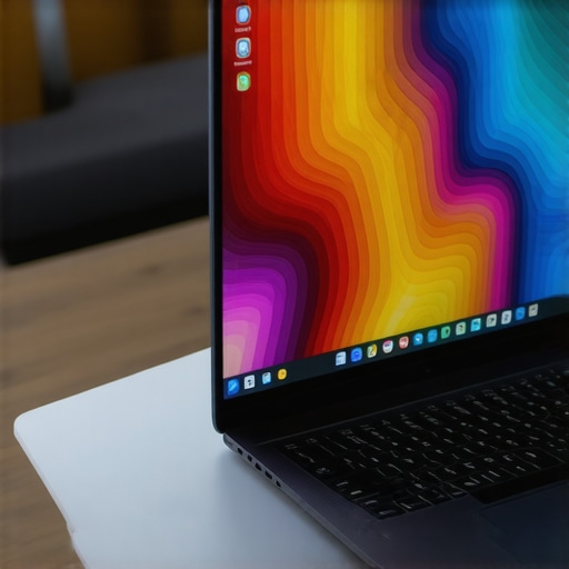 Vibrant Digital Art on a Professional Laptop Display Close-up of a laptop screen displaying colorful digital painting