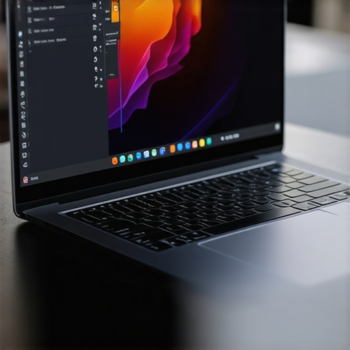 Budget Laptop for Heavy Photoshop Work A sleek budget laptop displaying Photoshop with complex layered images, illustrating performance capability.