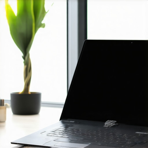 A creator laptop showing enhanced cooling features in a workspace environment