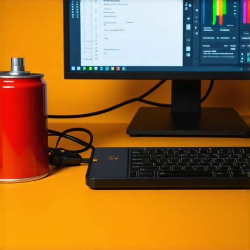Essential Maintenance Tools for Creators Workspace with cleaning tools, SSD, monitor calibration, and hardware monitoring utilities.