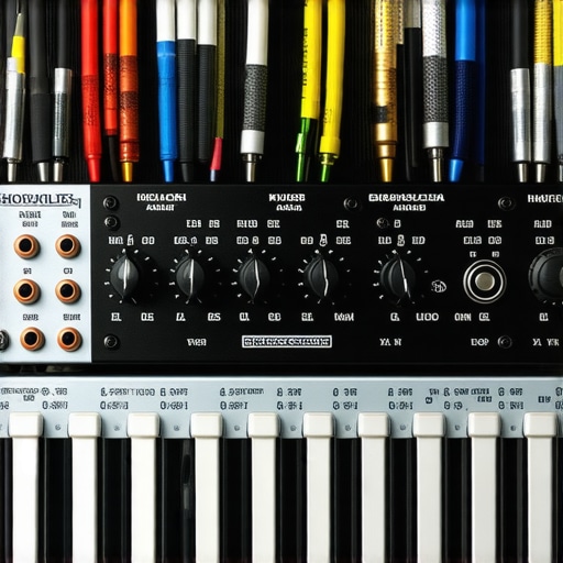 A detailed image showcasing premium audio interfaces and cables in a recording studio.