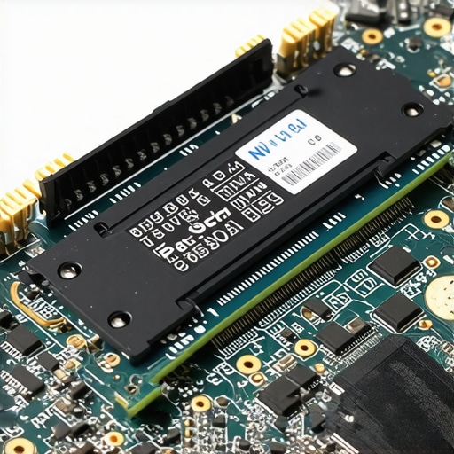 A detailed image of a NVMe SSD installed in a laptop motherboard showcasing data transfer capabilities.