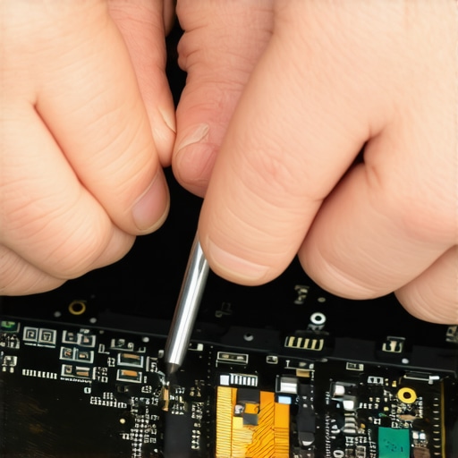 Laptop keyboard repair process Technician fixing a laptop keyboard by reseating internal ribbon cables within the chassis.