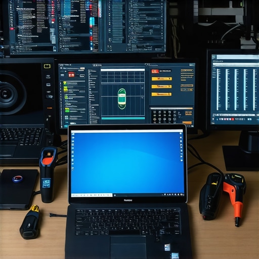 A creator cleaning their laptop with compressed air in a well-organized workspace.