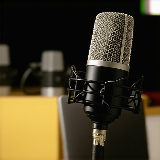 Microphone and Acoustic Treatment Setup USB microphone connected to laptop with DIY soundproofing materials.