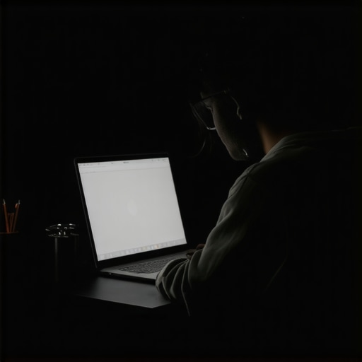 Person working on a budget laptop with external monitor and accessories