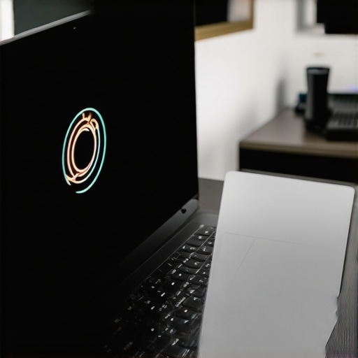 Optimized Creator Laptop Cooling A creator laptop with visible cooling vents and performance metrics on screen