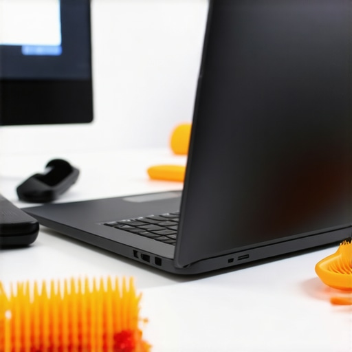 Optimized Creator Laptop Maintenance A technician cleaning a high-end creator laptop in a modern tech workspace