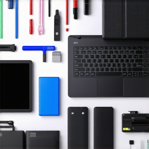 Pro Maintenance for Creative Laptops A person cleaning and maintaining their high-performance laptop with external drives and tools.