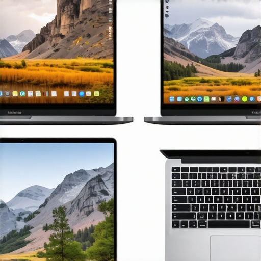 Comparison between a professional color-accurate laptop screen and a standard gaming screen showing the difference in color gamut.