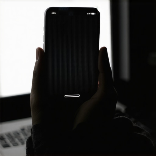 Detecting PWM Flicker with a Phone Camera Smartphone camera displaying interference bands on a laptop screen to identify pulse width modulation flickering.