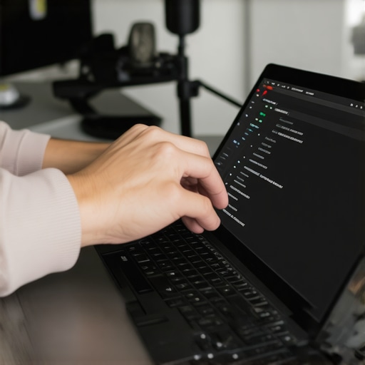 A creator adjusting high-priority software settings on a laptop to fix audio lag.