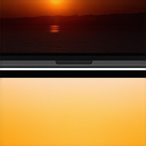 10-bit versus 8-bit laptop screen comparison Visual comparison between 8-bit color banding and smooth 10-bit color depth on a design laptop screen.